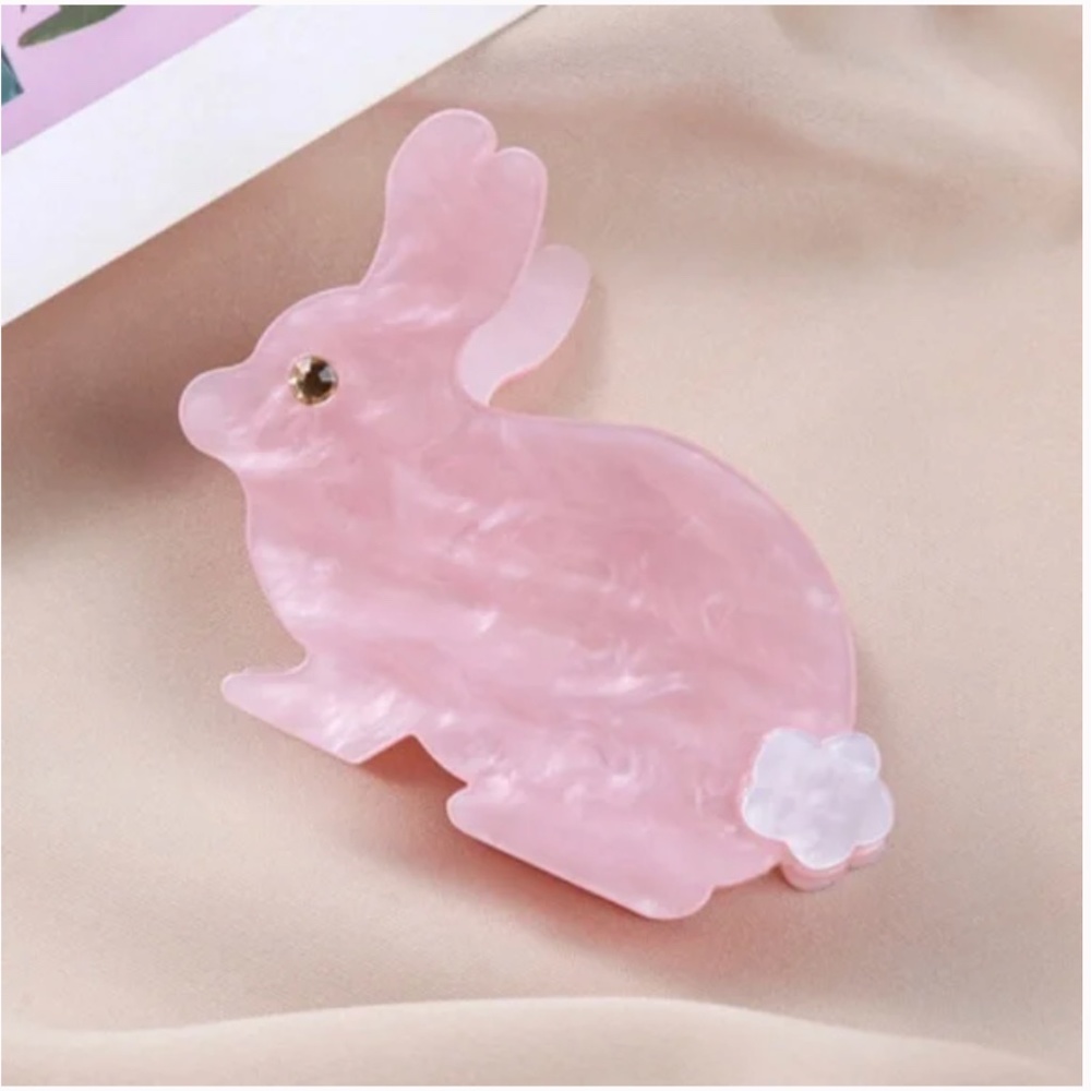 โค๏ธ FREE Bunny Rabbit Pink Cotton Trendy Hipster Chic Girly Glam Hair Claw Clip